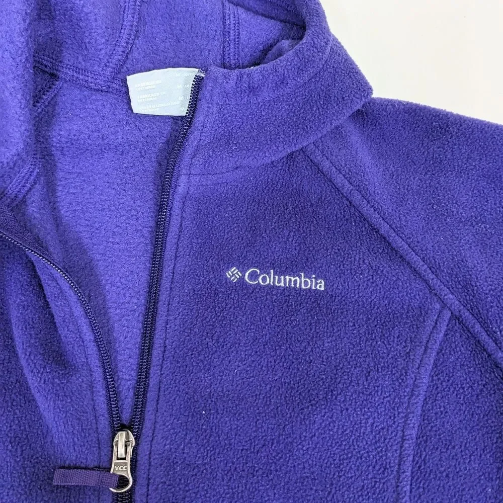 Purple Fleece Full Zip Columbia Girls Hooded Jacket Medium 10/12 Winter